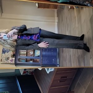 Zanella Brown Pinstripe Suit Blazer and Trousers Fully Lined 3 Button Closure 10